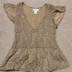 Gaze Tan Leopard Print Women's Blouse